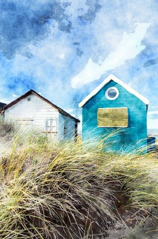 Beach huts in the sand dunes
